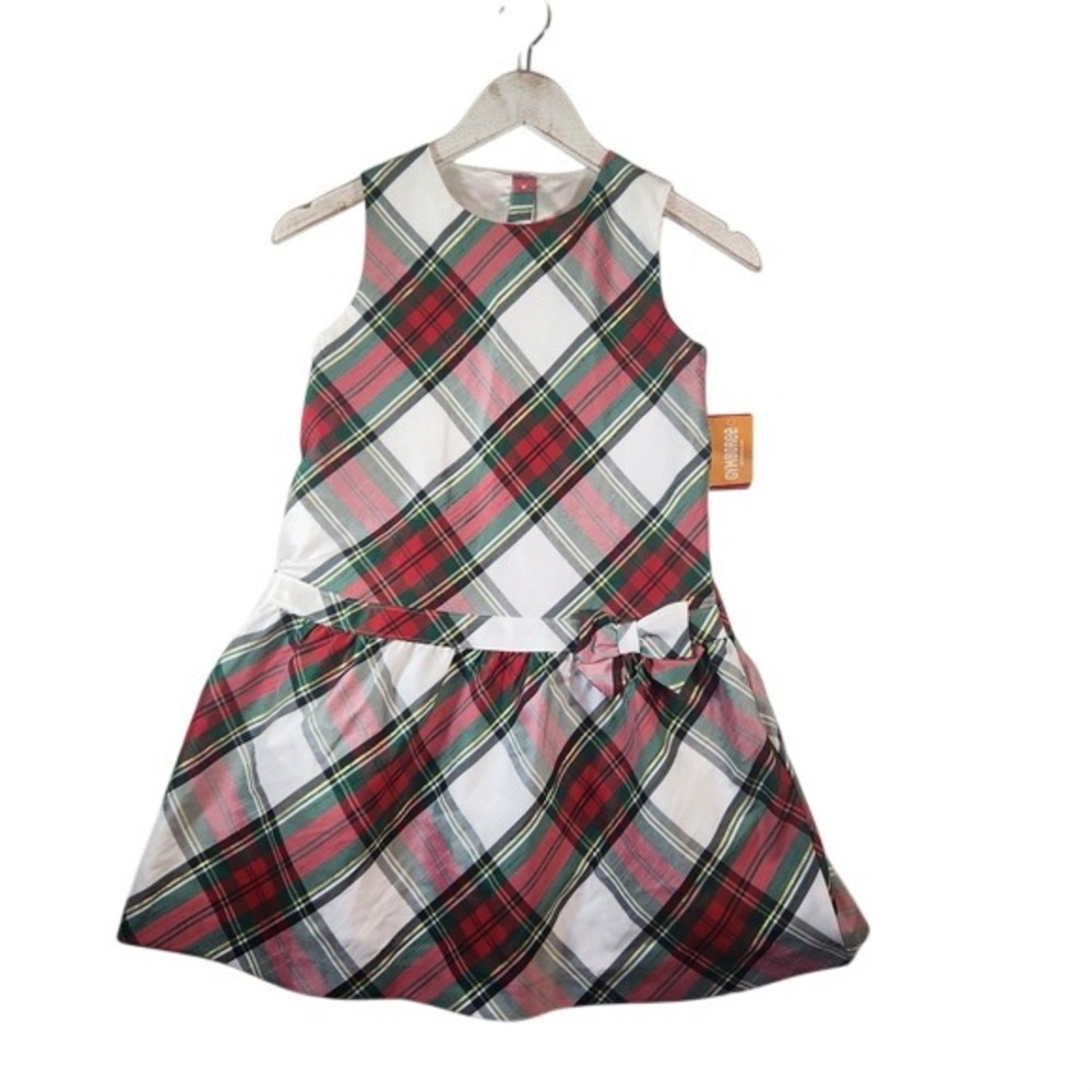 Gymboree Girls Size 10 Red Green Plaid Holiday Christmas Dress Gold Metallic NWT